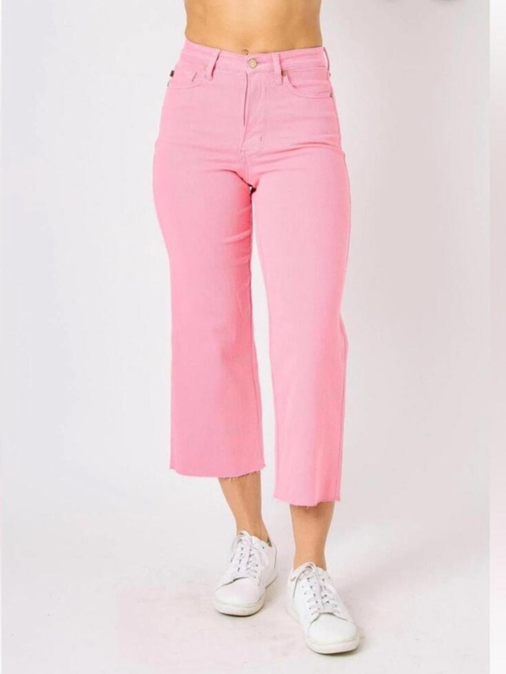 NEW Judy Blue Lisa High Rise Control Top Wide Leg Crop Jeans in Pink size 7/28 - Picture 2 of 11